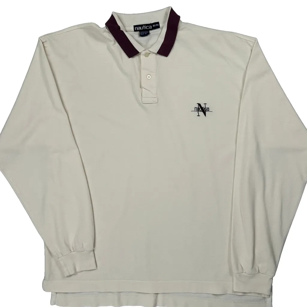 Nautica Polo Shirt - XL Cream Cotton - Image 4
