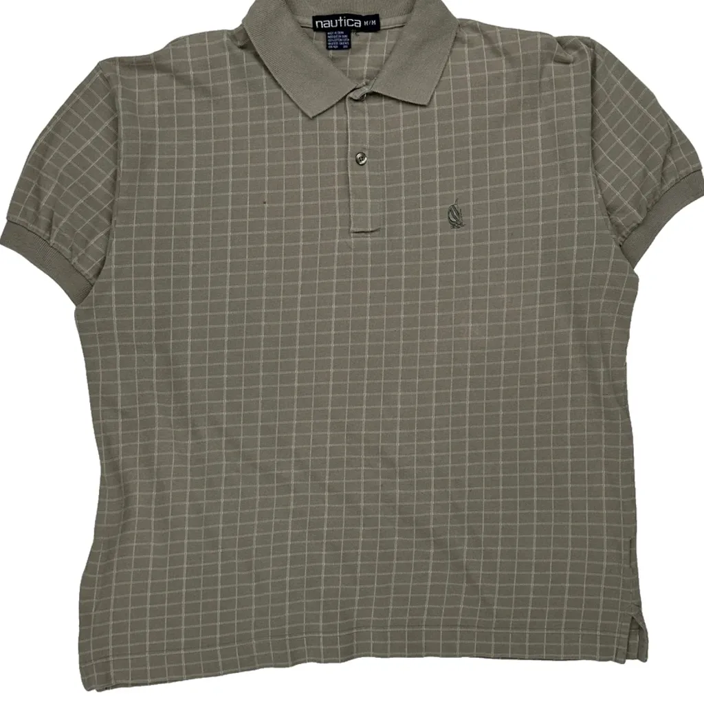 Nautica Checked Polo Shirt - Medium Grey Cotton - Image 4