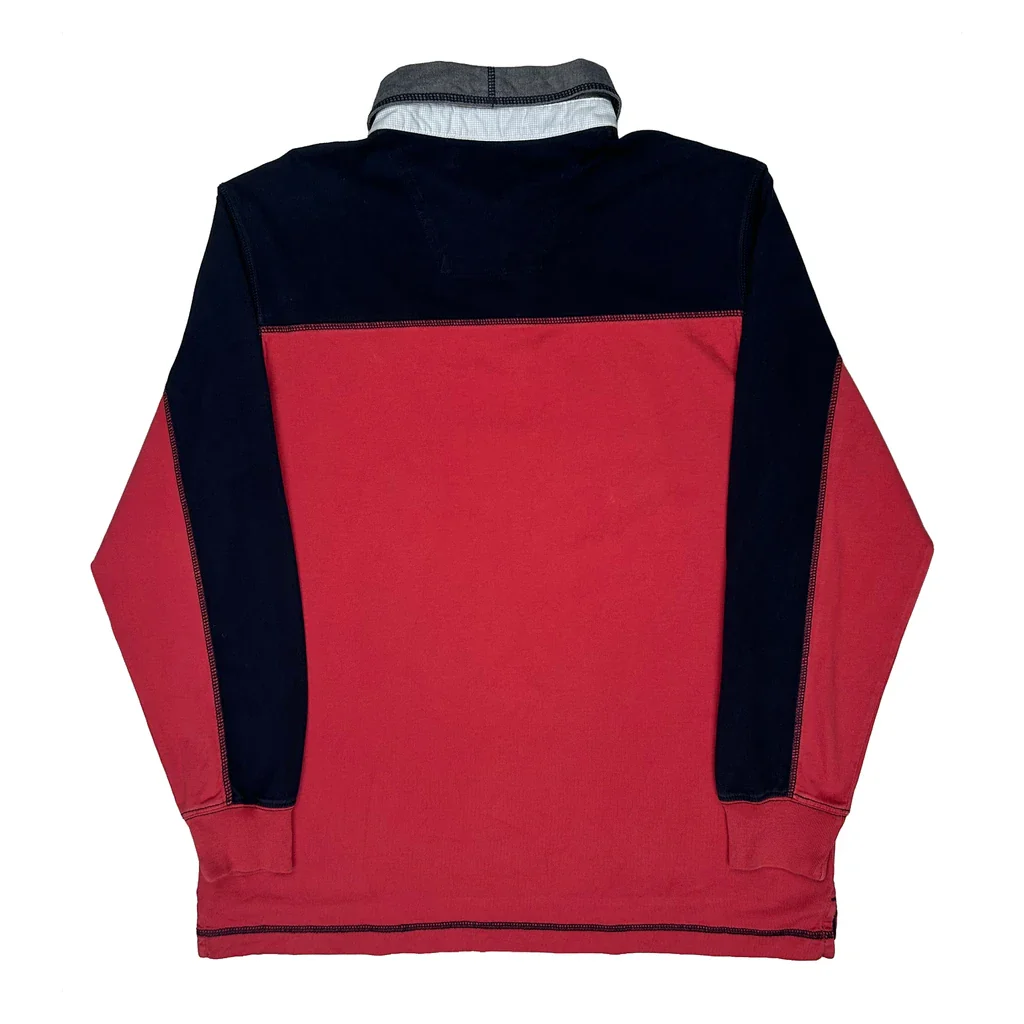 Nautica Striped Rugby Shirt - Medium Red Cotton - Image 2