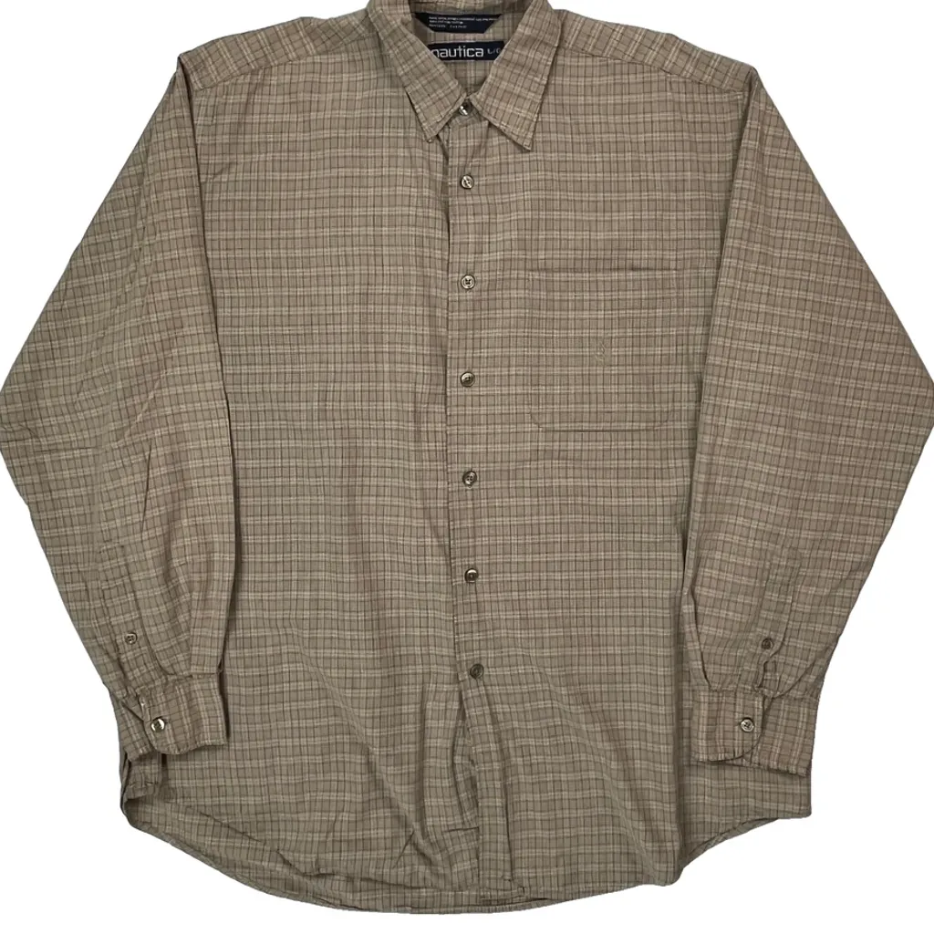 Nautica Checked Shirt - Large Beige Cotton - Image 5