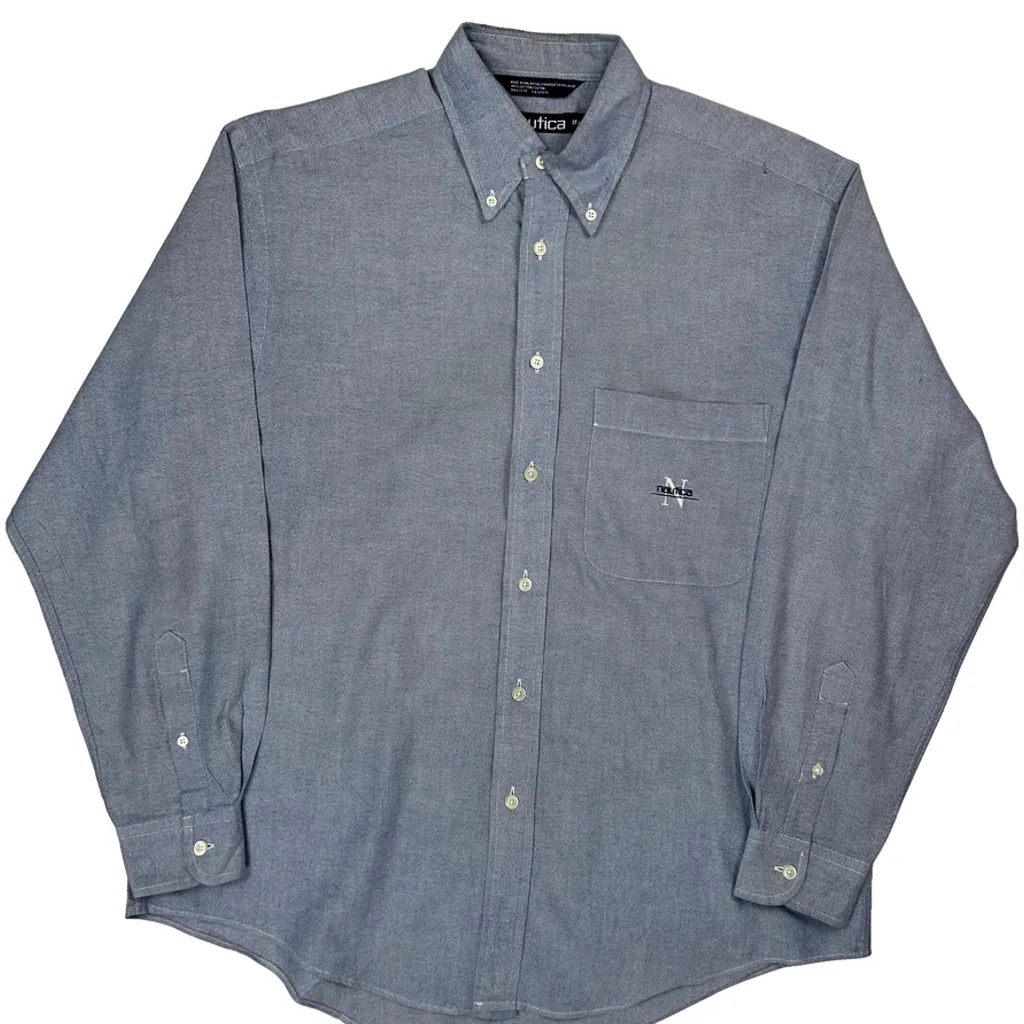 Nautica Shirt - Medium Blue Cotton - Image 5