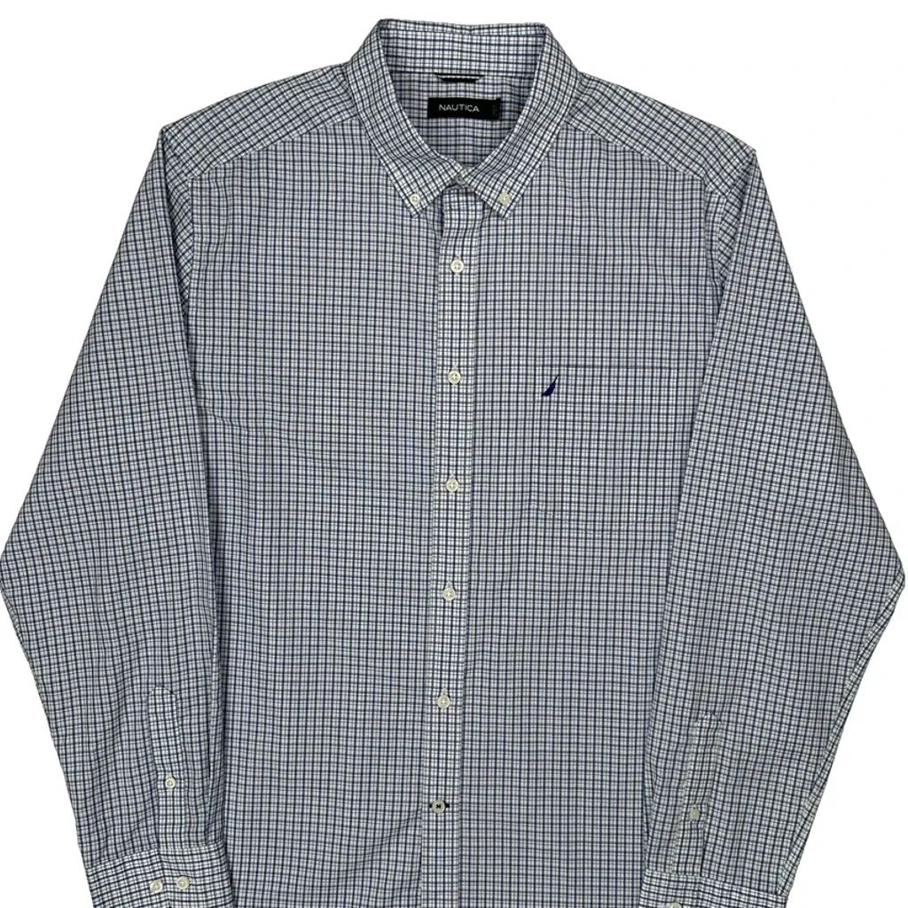Nautica Checked Shirt - XL Blue Cotton - Image 5
