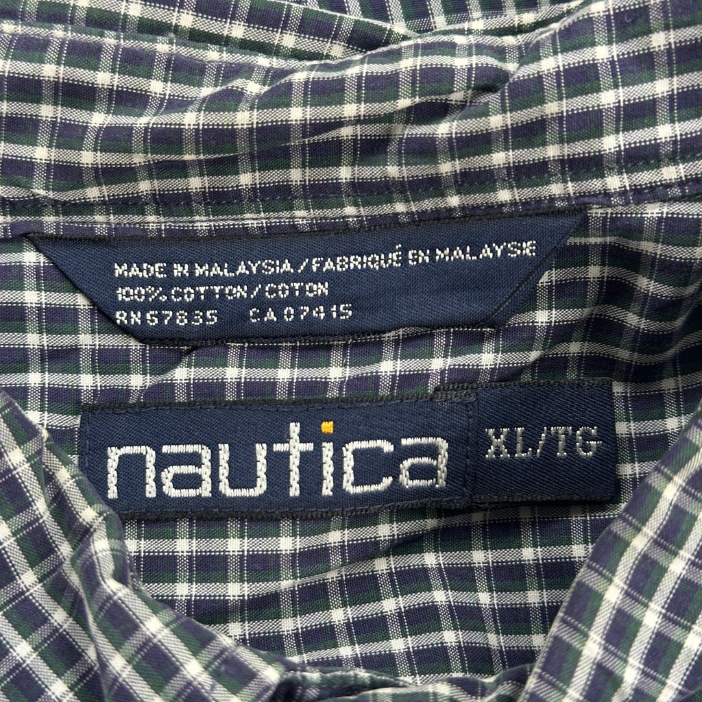 Nautica Checked Shirt - XL Blue Cotton - Image 3