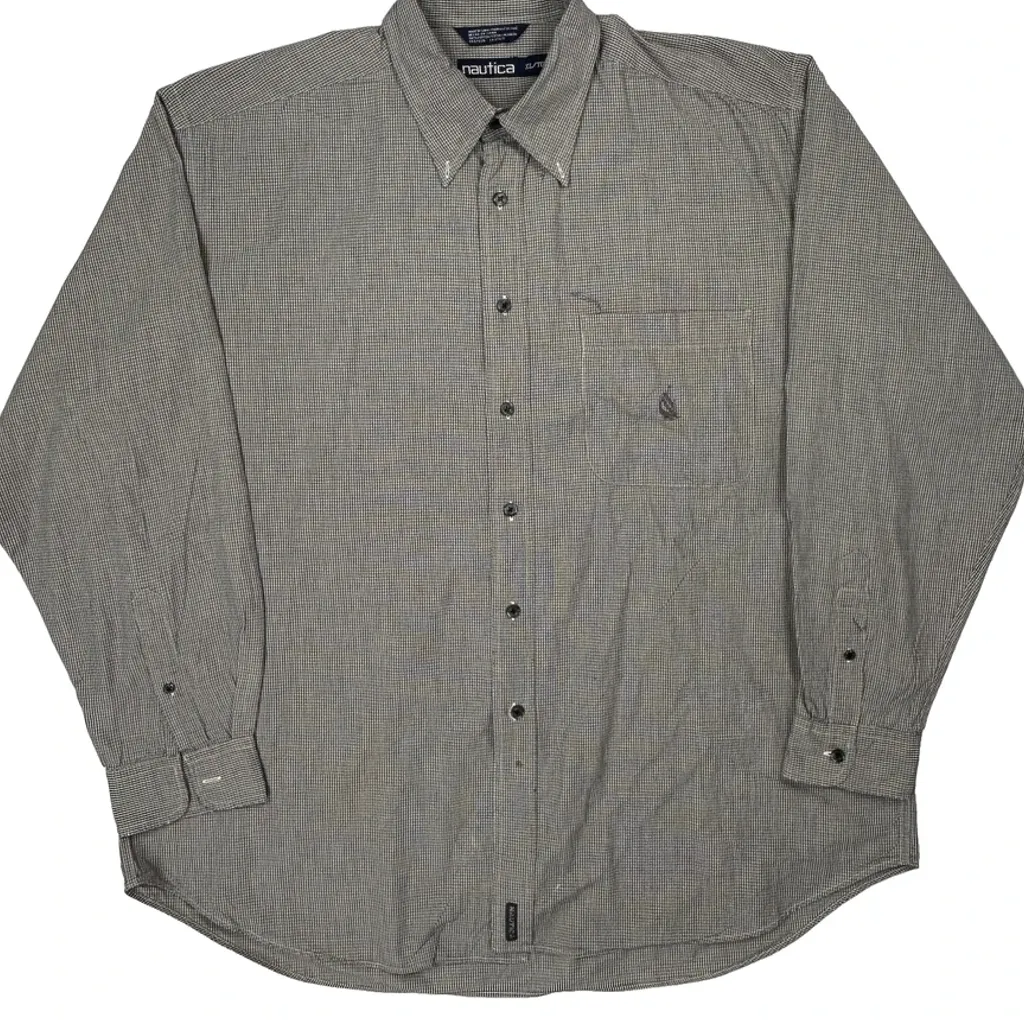 Nautica Checked Shirt - XL Gray Cotton - Image 5