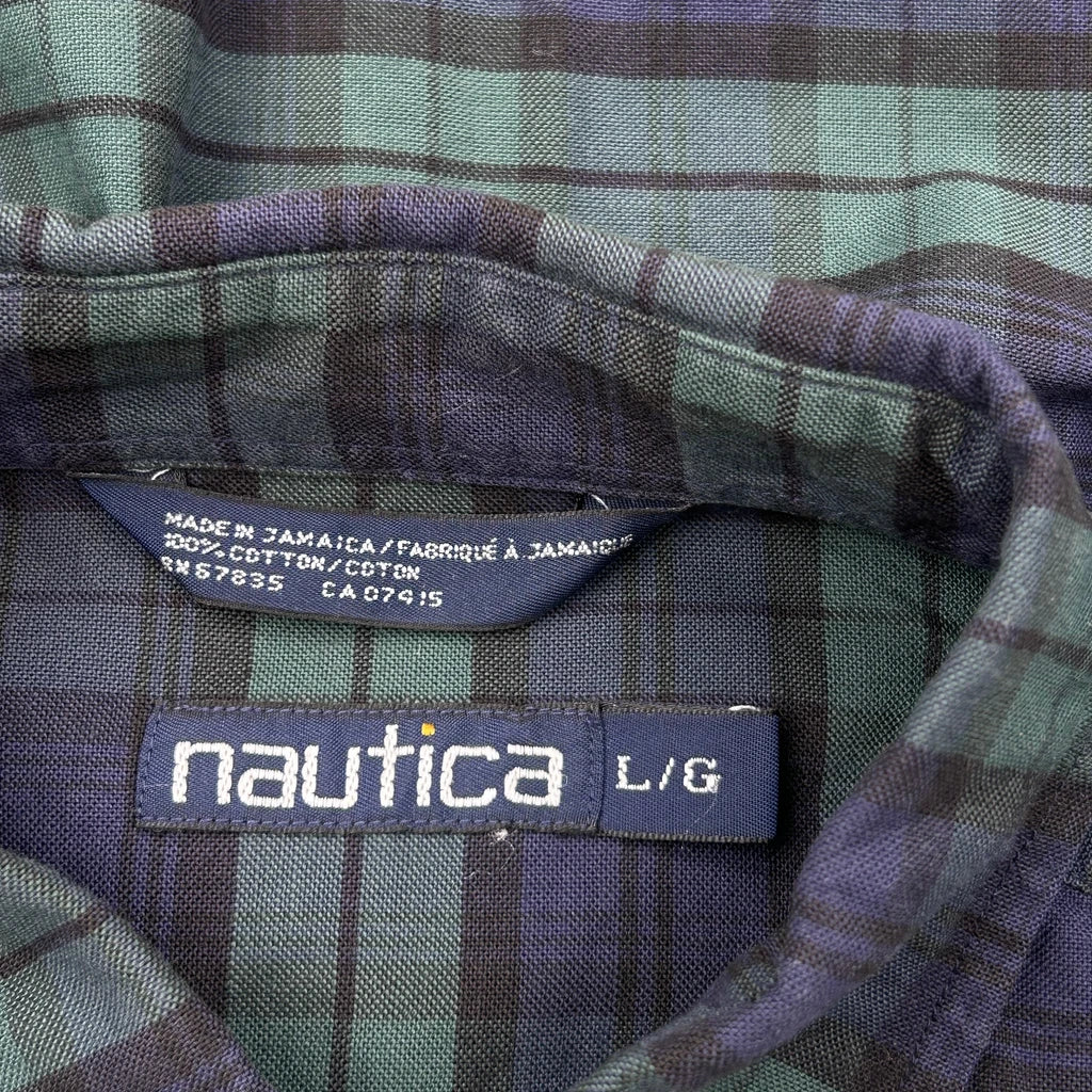 Nautica Checked Shirt - Large Green Cotton - Image 3