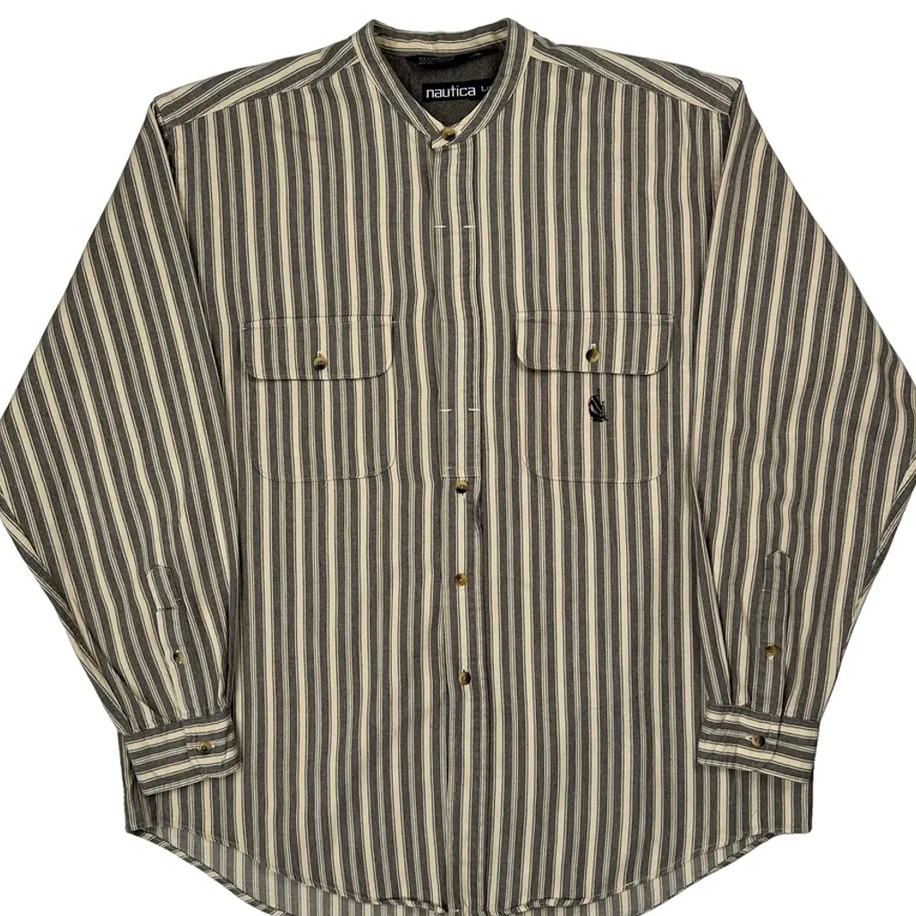 Nautica Striped Shirt - Large Grey Cotton - Image 4