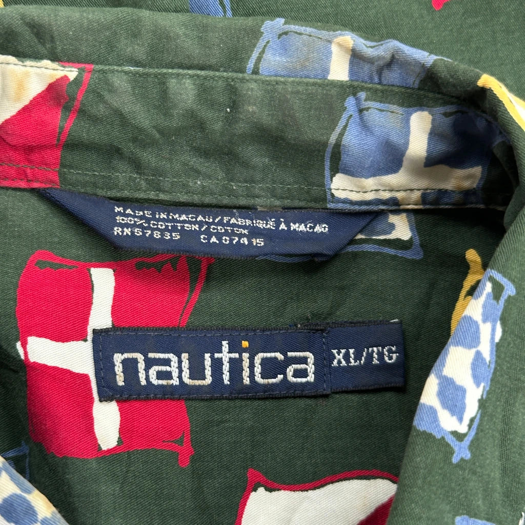 Nautica Short Sleeve Shirt - XL Green Cotton - Image 3