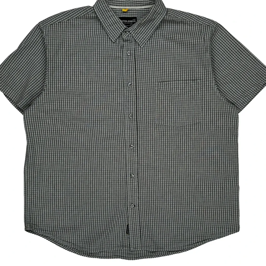 Nautica Checked Short Sleeve Shirt - 2XL Grey Cotton - Image 4
