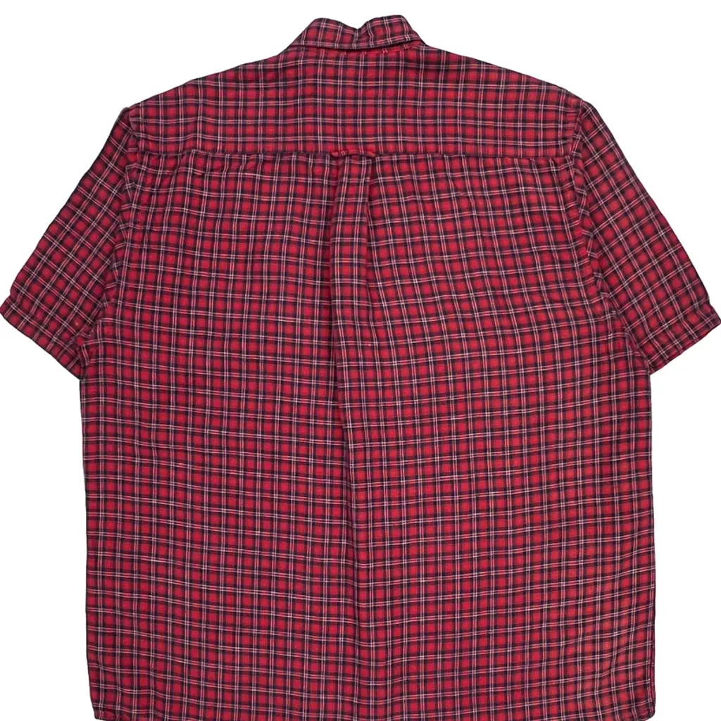 Nautica Checked Short Sleeve Shirt - Medium Red Linen Blend - Image 6