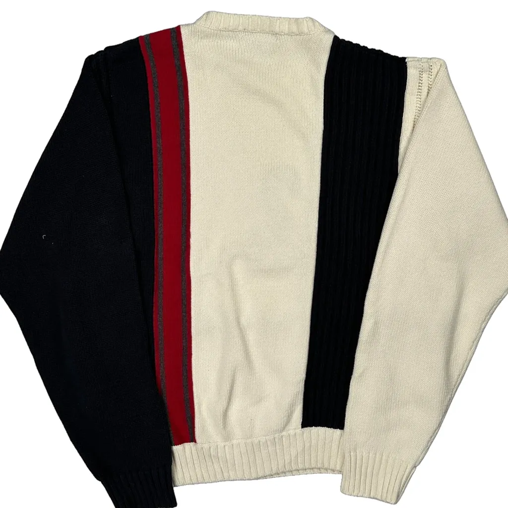Nautica Striped Sweater - Large Black Cotton - Image 6