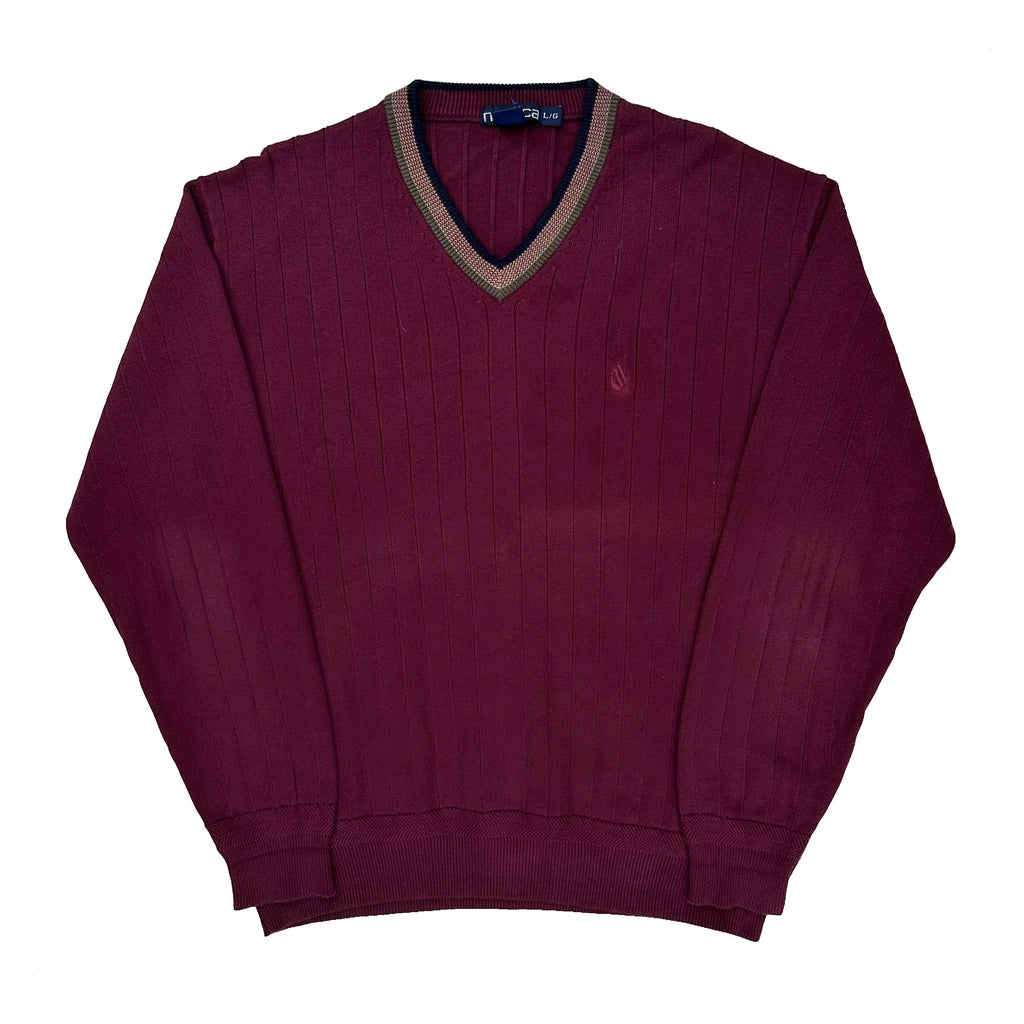 Nautica Sweater - Large Burgundy Cotton