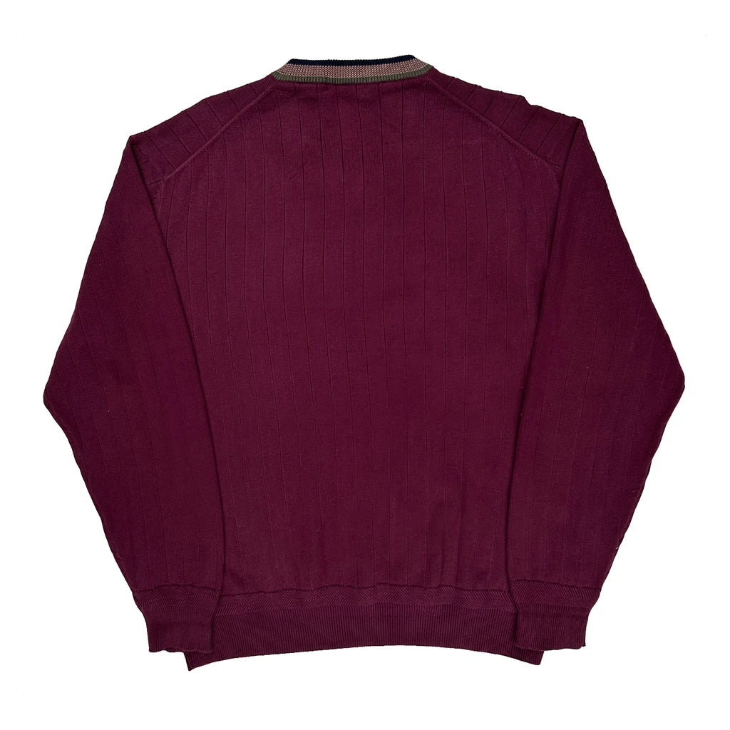 Nautica Sweater - Large Burgundy Cotton - Image 2