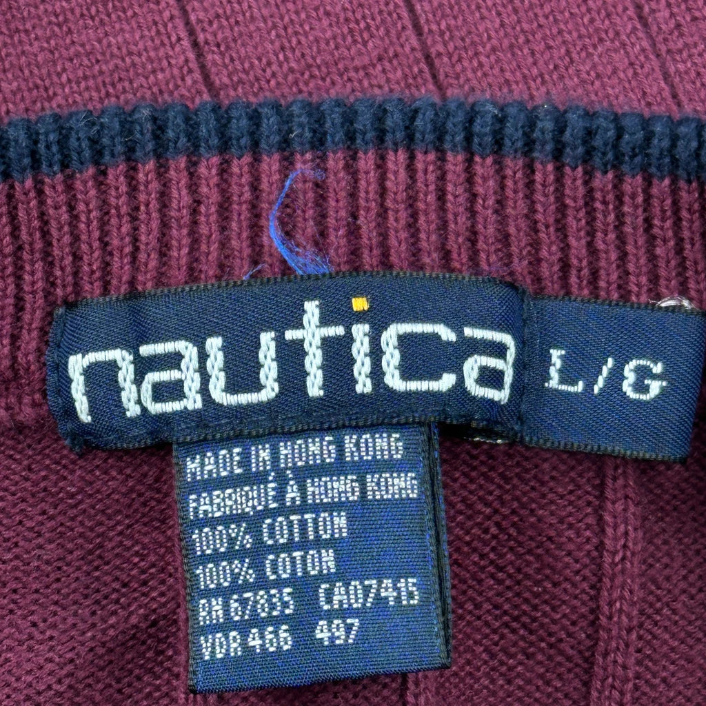 Nautica Sweater - Large Burgundy Cotton - Image 3