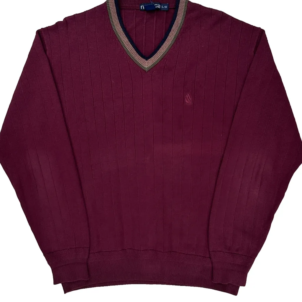 Nautica Sweater - Large Burgundy Cotton - Image 4