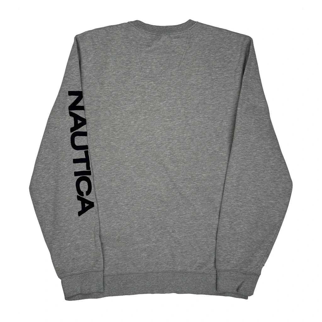 Nautica Spellout Sweatshirt - Large Grey Cotton - Image 2