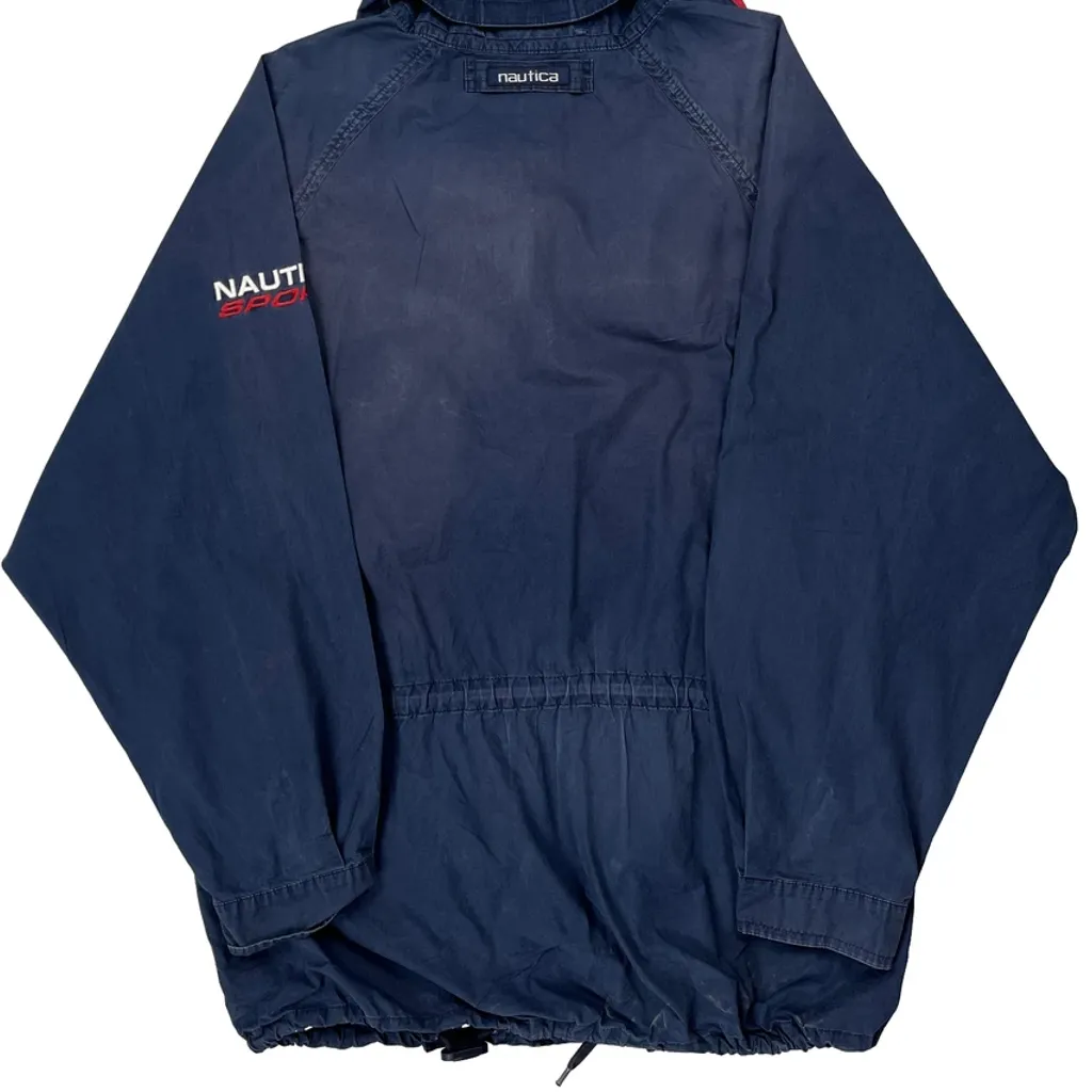 Nautica Striped Windbreaker - Large Blue Cotton - Image 7