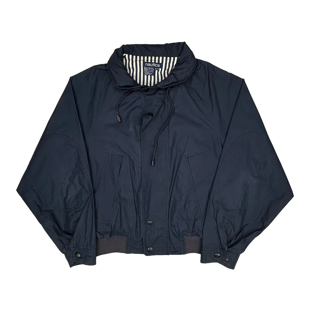 Nautica Striped Windbreaker - XL Navy Cotton