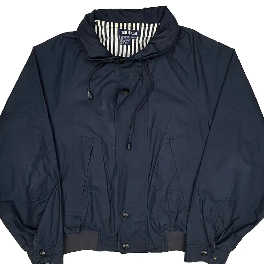 Nautica Striped Windbreaker - XL Navy Cotton - Image 5