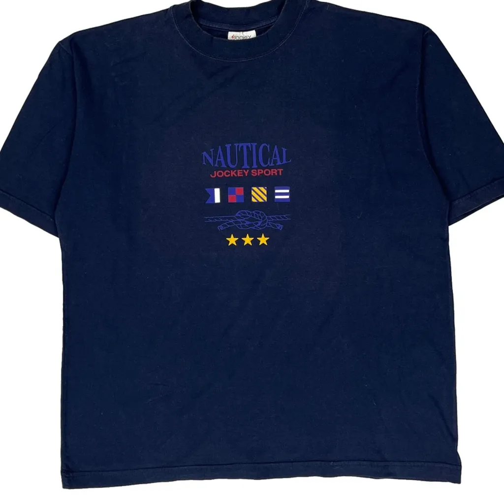 Nautical Theme Unbranded Single Stitch T-Shirt - XL Navy Cotton - Image 5