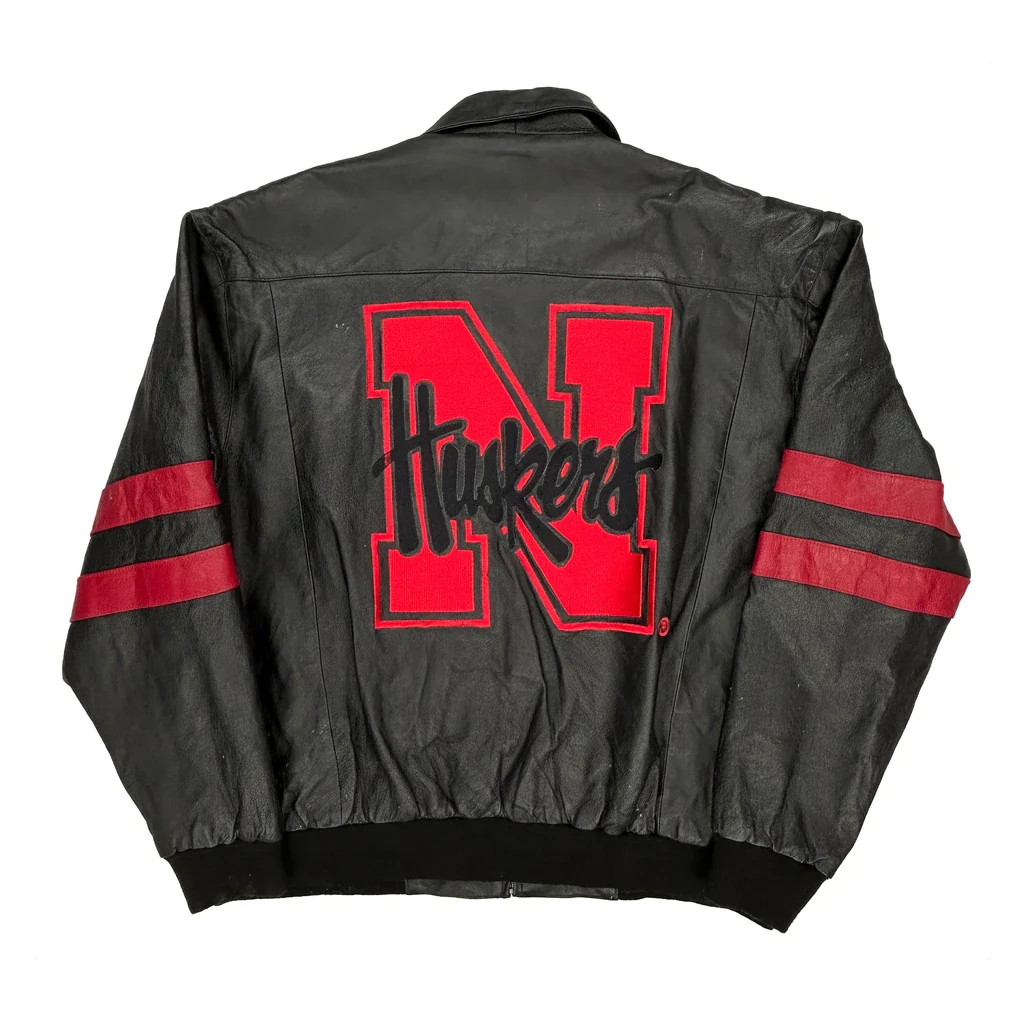 Nebraska Cornhuskers Unbranded Leather Jacket - 2XL Black Leather - Image 2
