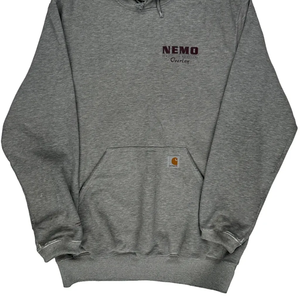 New England Mechanical Overlay Carhartt Hoodie - Medium Grey Cotton - Image 4