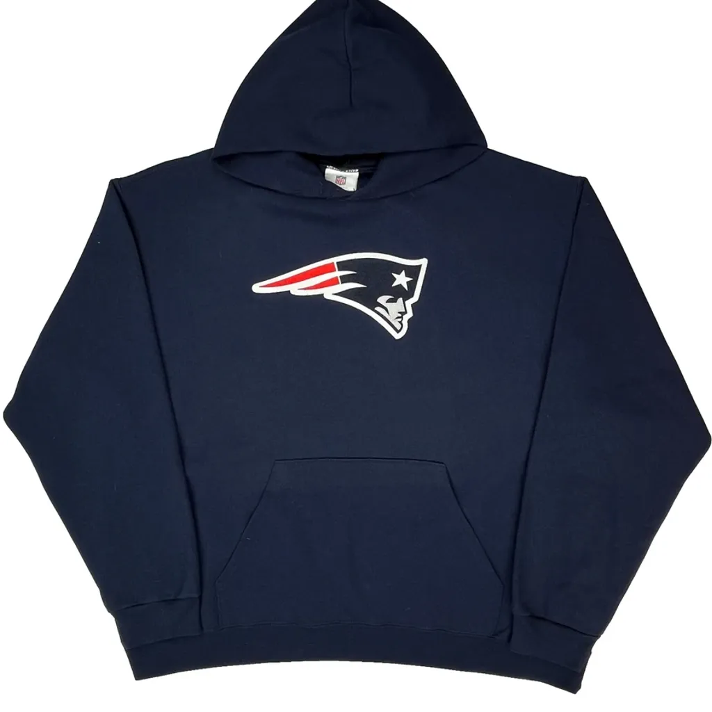 New England Patriots Nfl Football Hoodie - XL Navy Cotton - Image 4