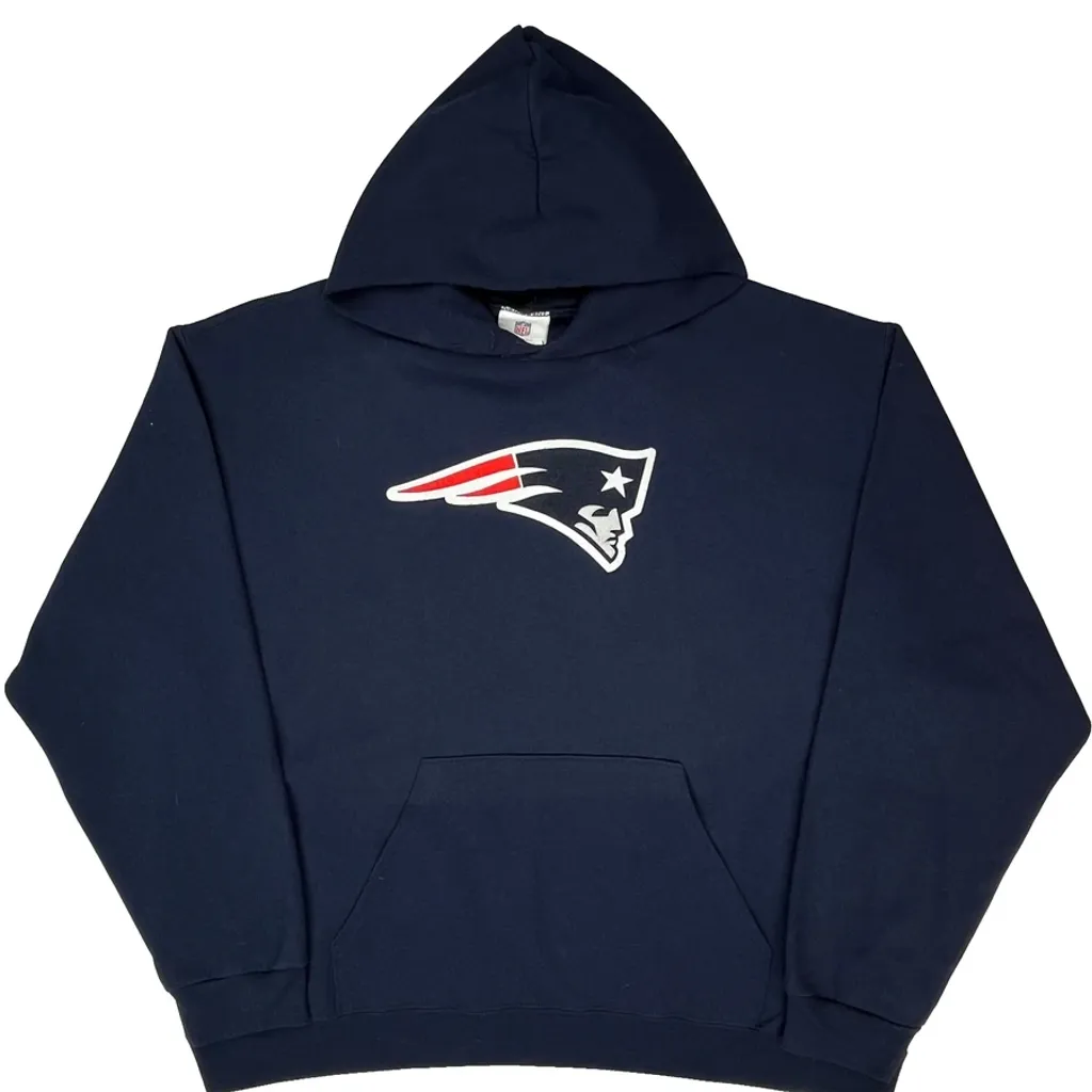 New England Patriots Nfl Football Hoodie - XL Navy Cotton - Image 5