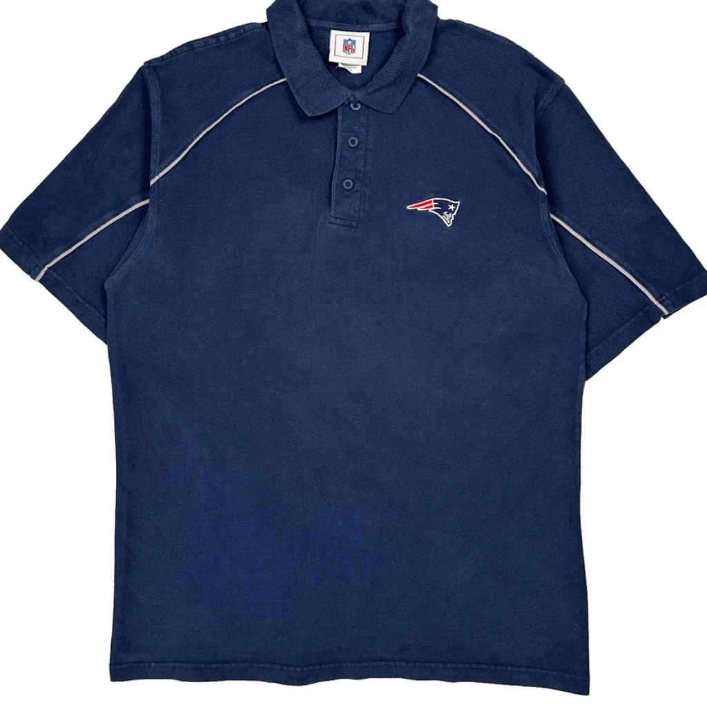 New England Patriots Nfl Football Polo Shirt - XL Blue Cotton - Image 4