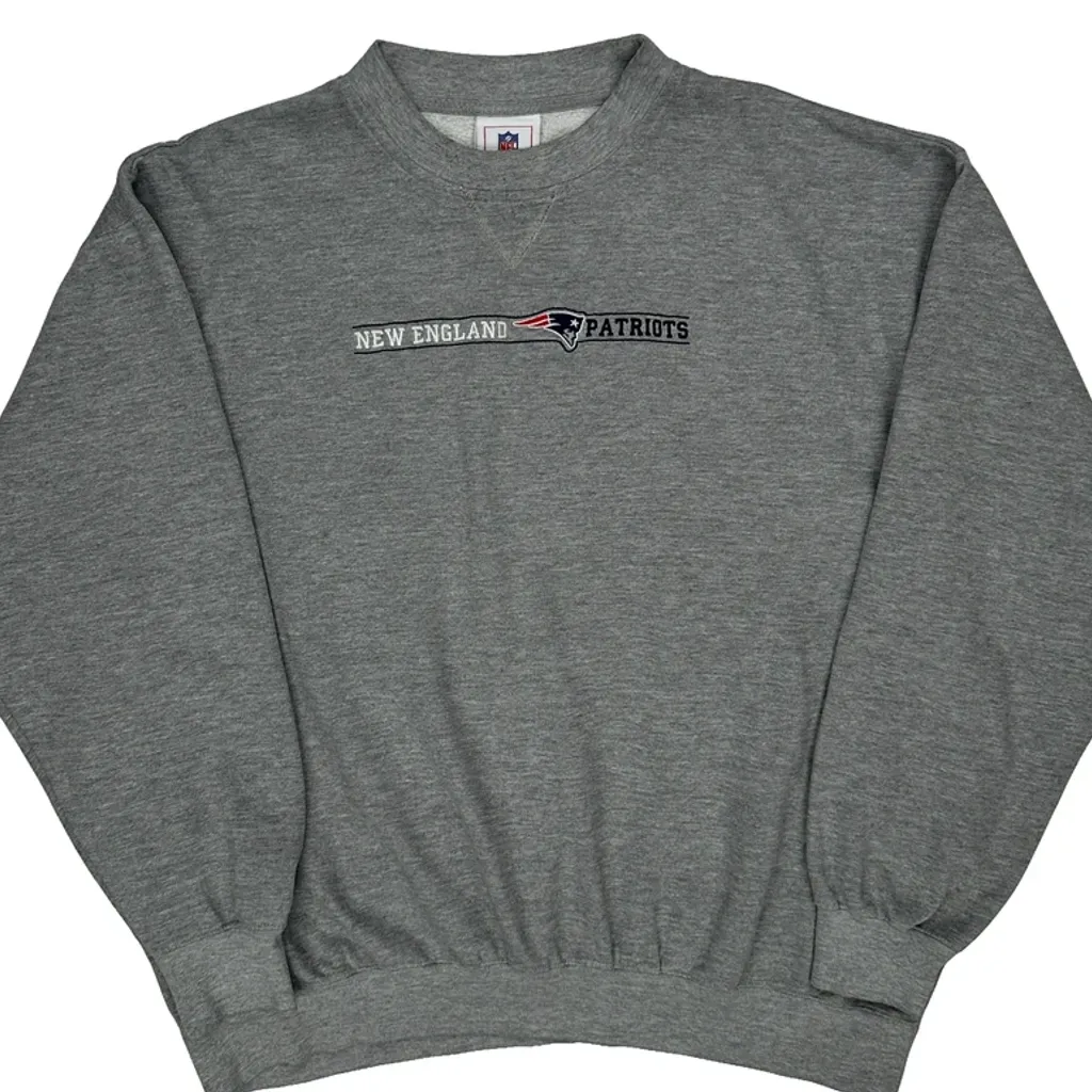 New England Patriots Nfl Football Sweatshirt - 2XL Grey Cotton - Image 5
