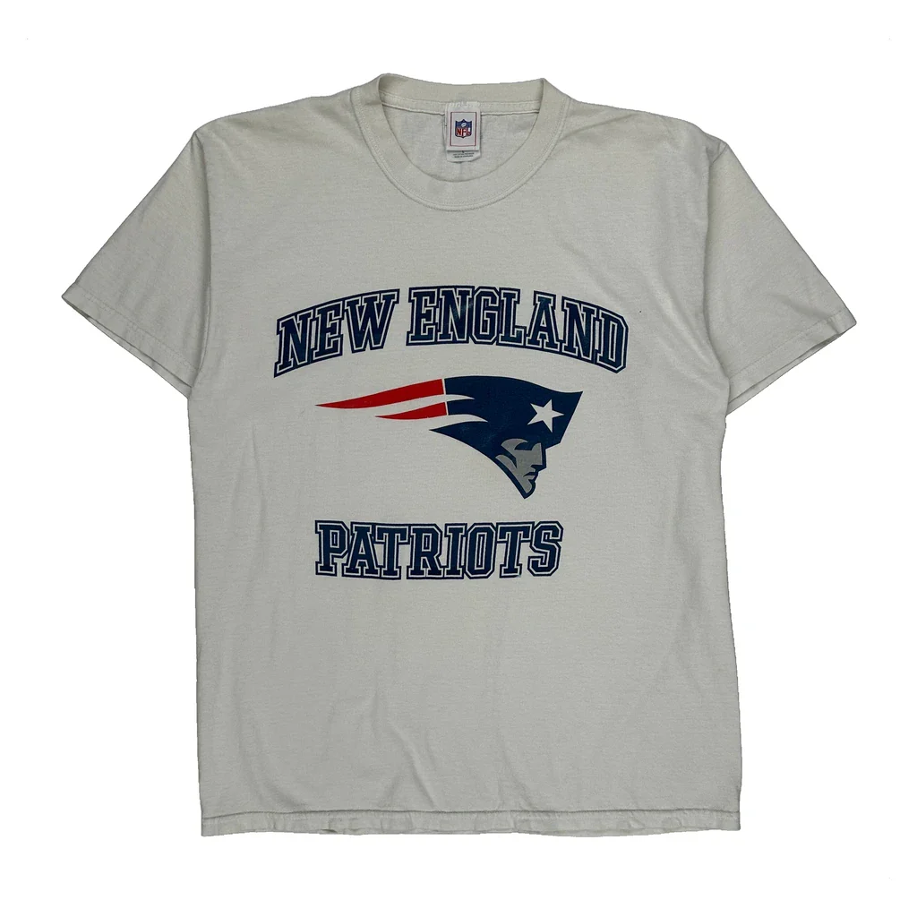New England Patriots Nfl T-Shirt - Large White Cotton