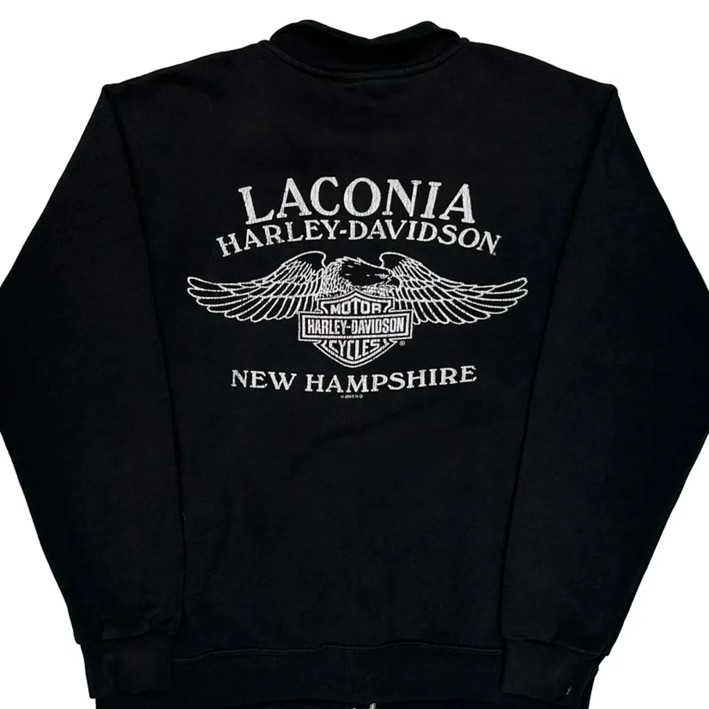 New Hampshire Harley Davidson Graphic Jacket - Medium Black Cotton - Image 6