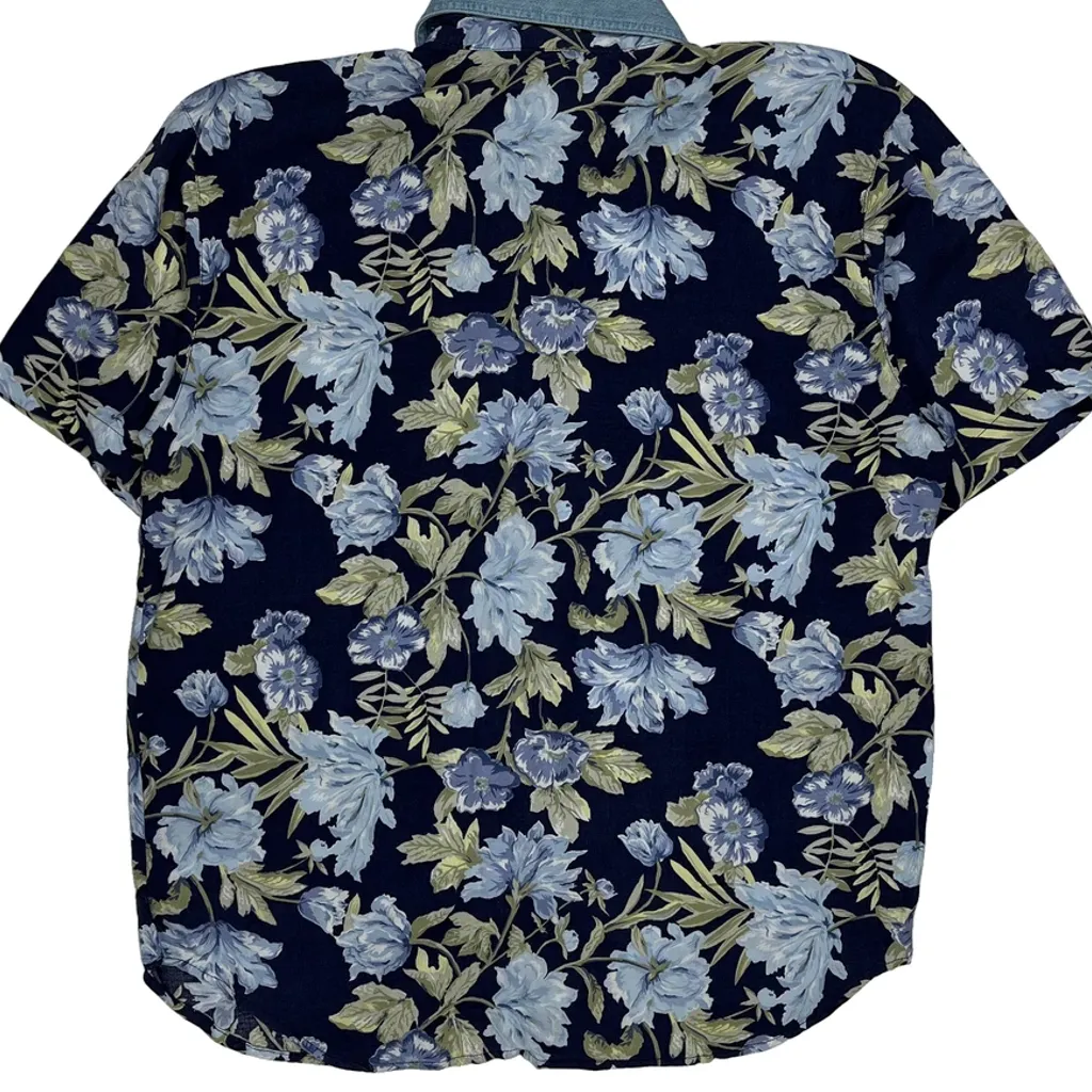 New Look Floral Hawaiian Shirt - Medium Blue Cotton - Image 6