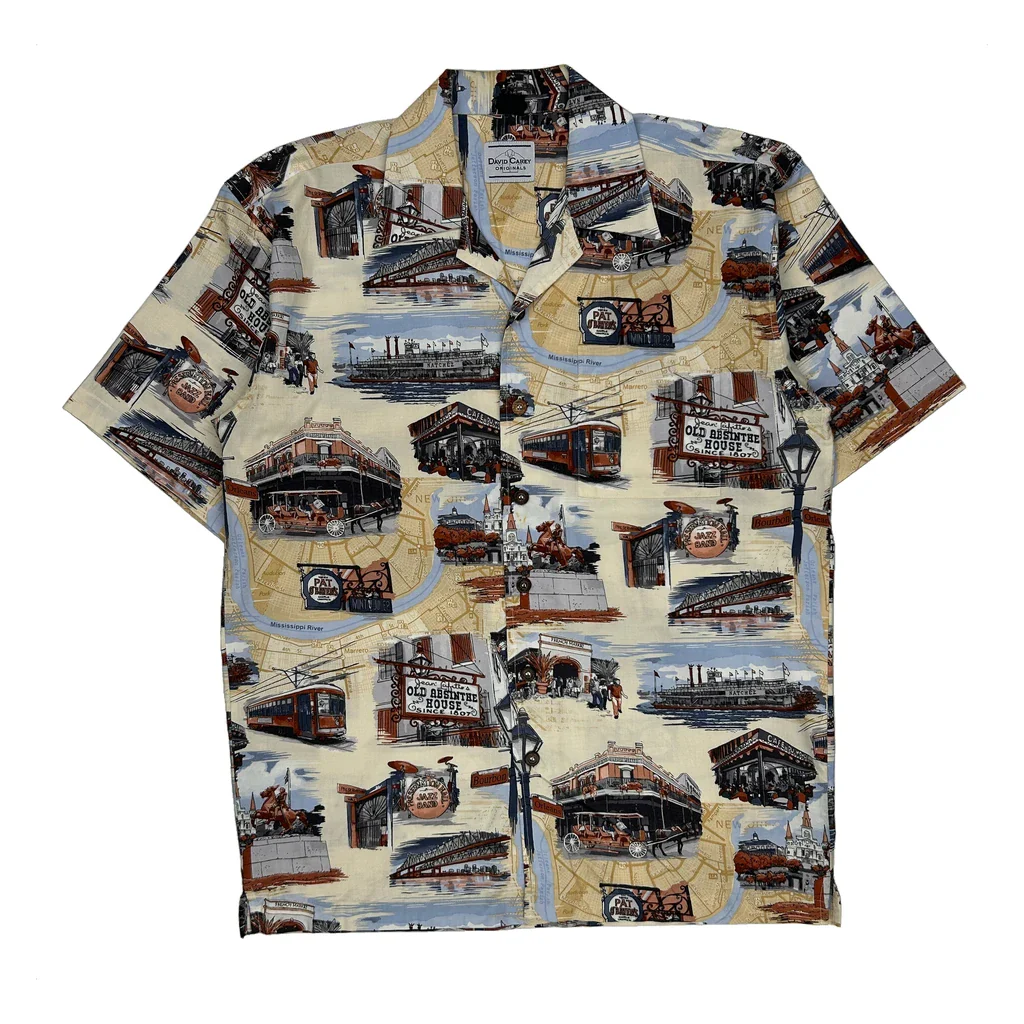 New Orleans Landmarks David Carey Hawaiian Shirt - Large Multicoloured Cotton Blend