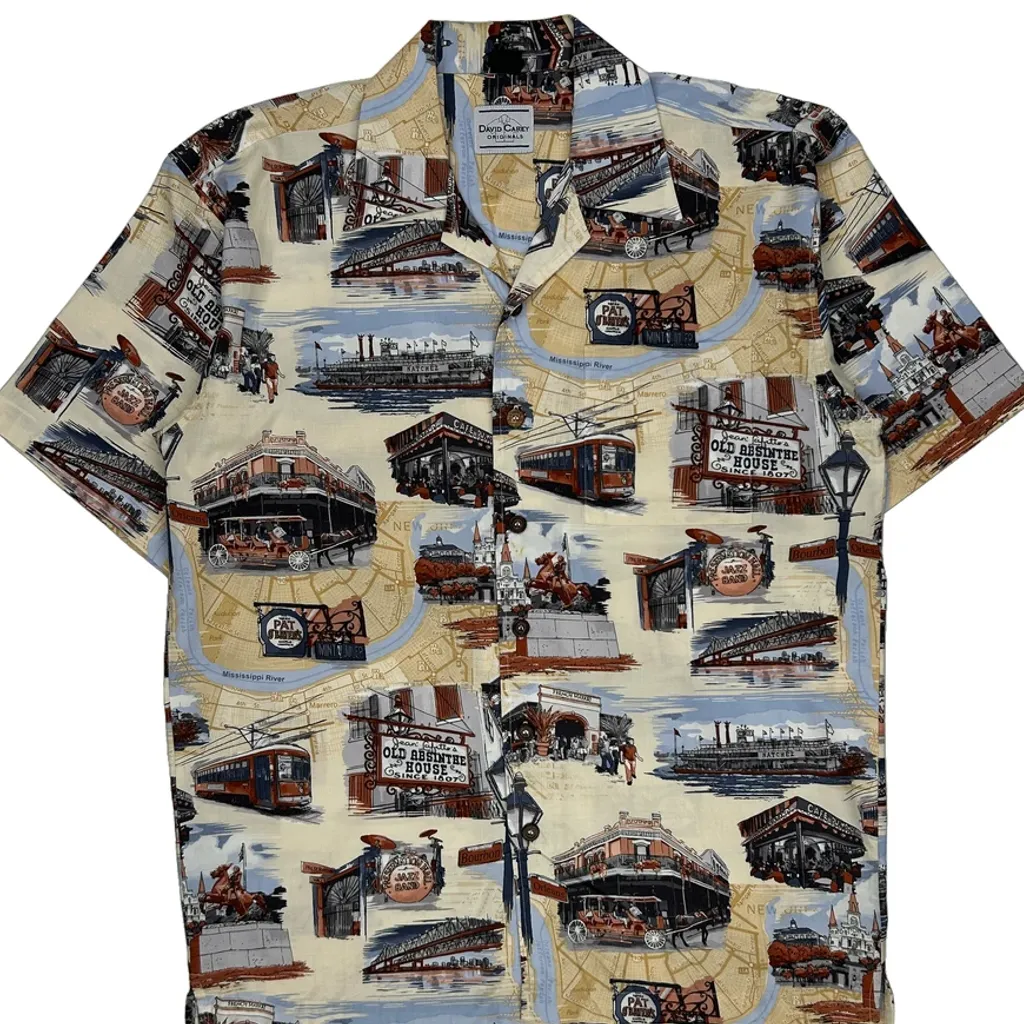 New Orleans Landmarks David Carey Hawaiian Shirt - Large Multicoloured Cotton Blend - Image 4