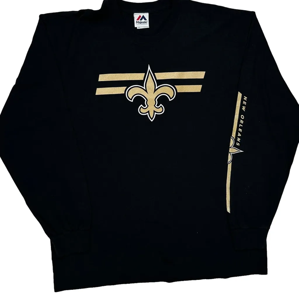 New Orleans Saints Majestic Nfl Long Sleeve T-Shirt - XL Black Cotton - Image 5