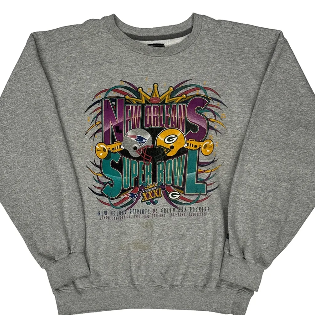 New Orleans Super Bowl Xxxi Starter Graphic Sweatshirt - Large Grey Cotton Blend - Image 6