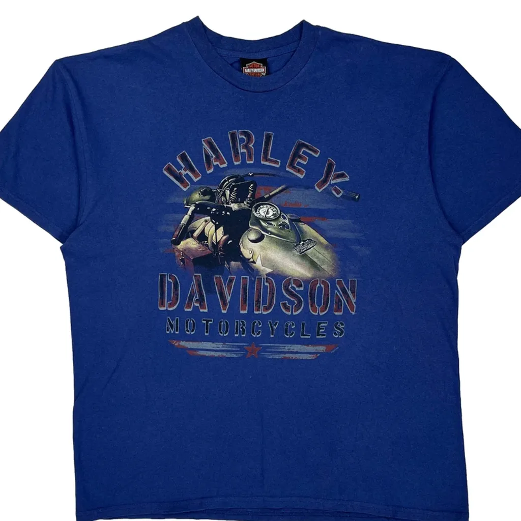 New River Gorge Harley Davidson Graphic T-Shirt - XL Blue Cotton - Image 4