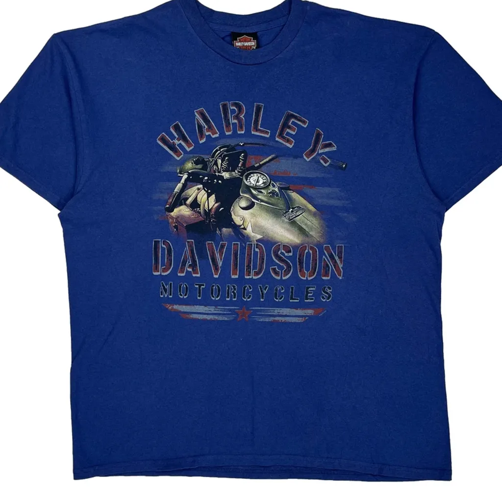 New River Gorge Harley Davidson Graphic T-Shirt - XL Blue Cotton - Image 5