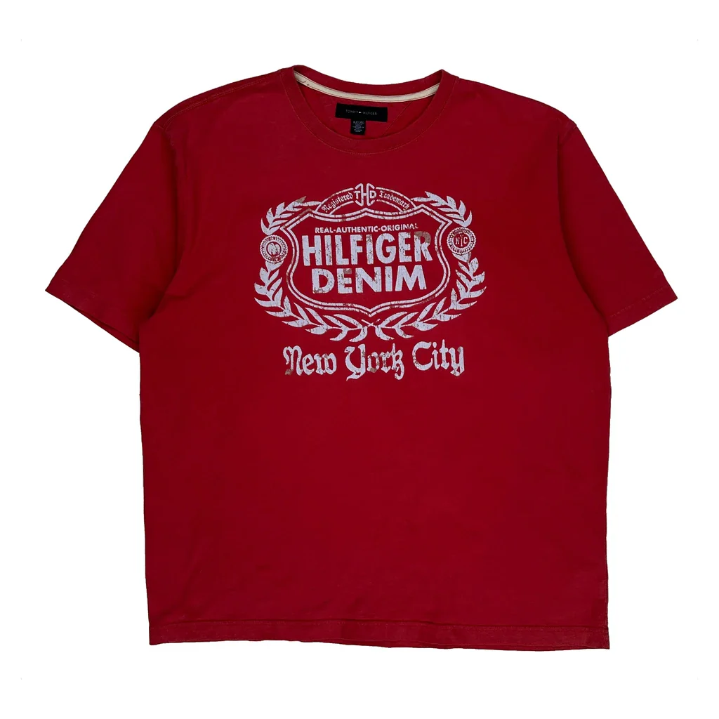 New York City Tommy Hilfiger Denim T-Shirt - XL Red Cotton