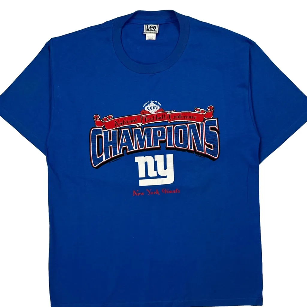 New York Giants Lee Sport Nfl T-Shirt - Large Blue Cotton - Image 4