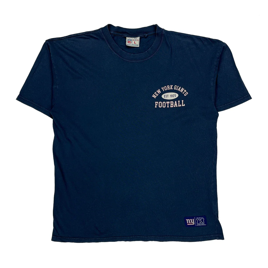 New York Giants Nfl Football T-Shirt - Large Blue Cotton