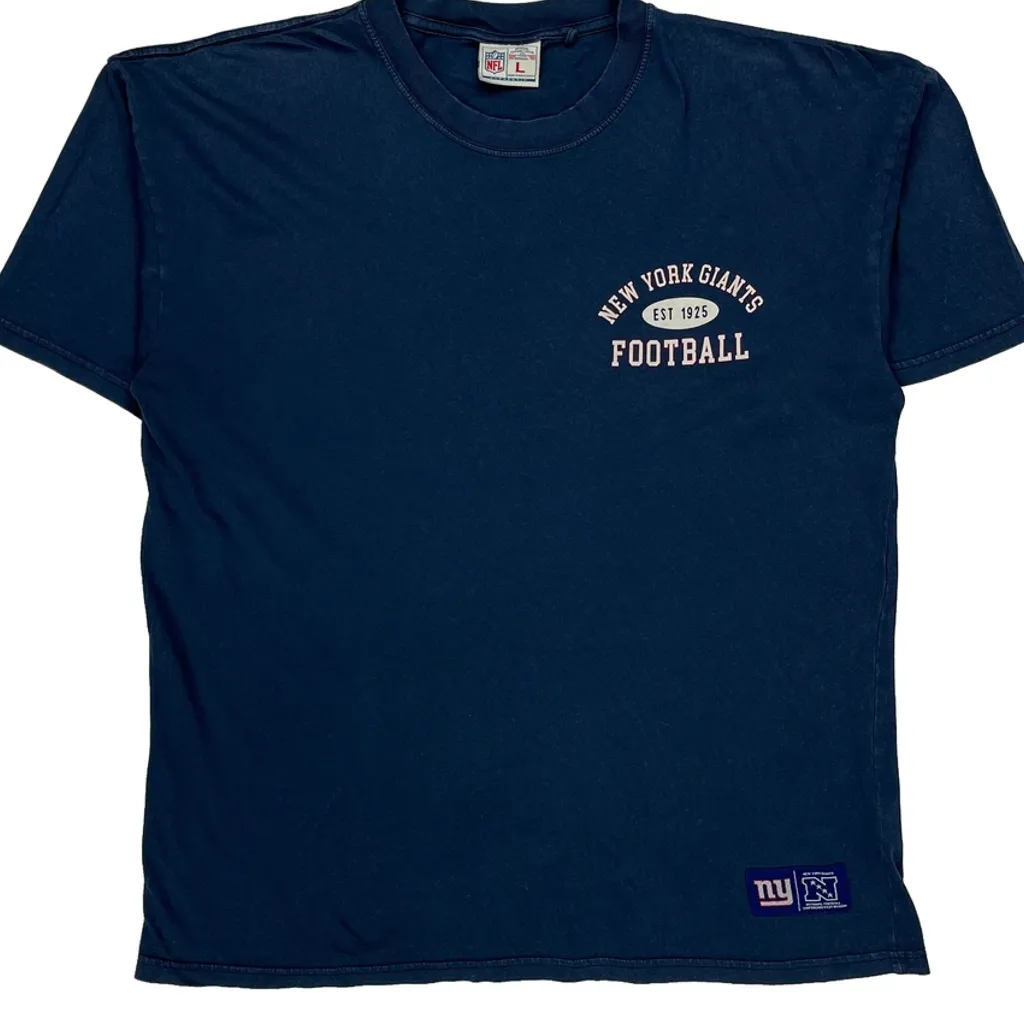 New York Giants Nfl Football T-Shirt - Large Blue Cotton - Image 4
