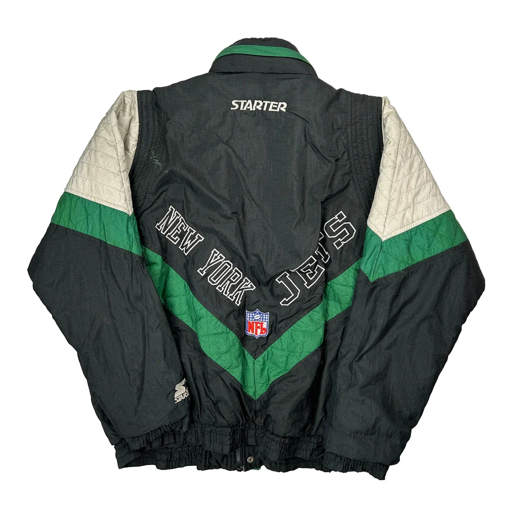 New York Jets Starter Nfl Jacket - Medium Black Nylon - Image 2
