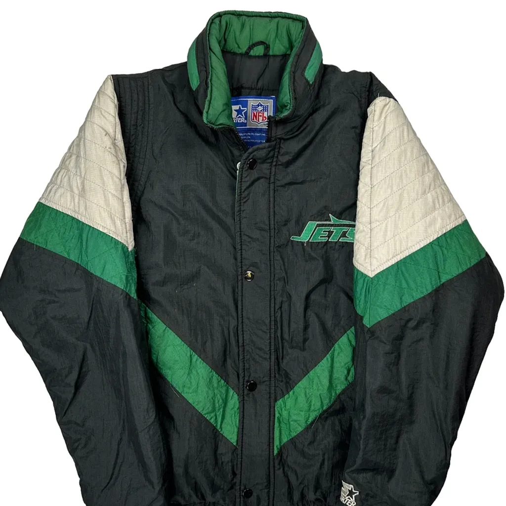 New York Jets Starter Nfl Jacket - Medium Black Nylon - Image 4