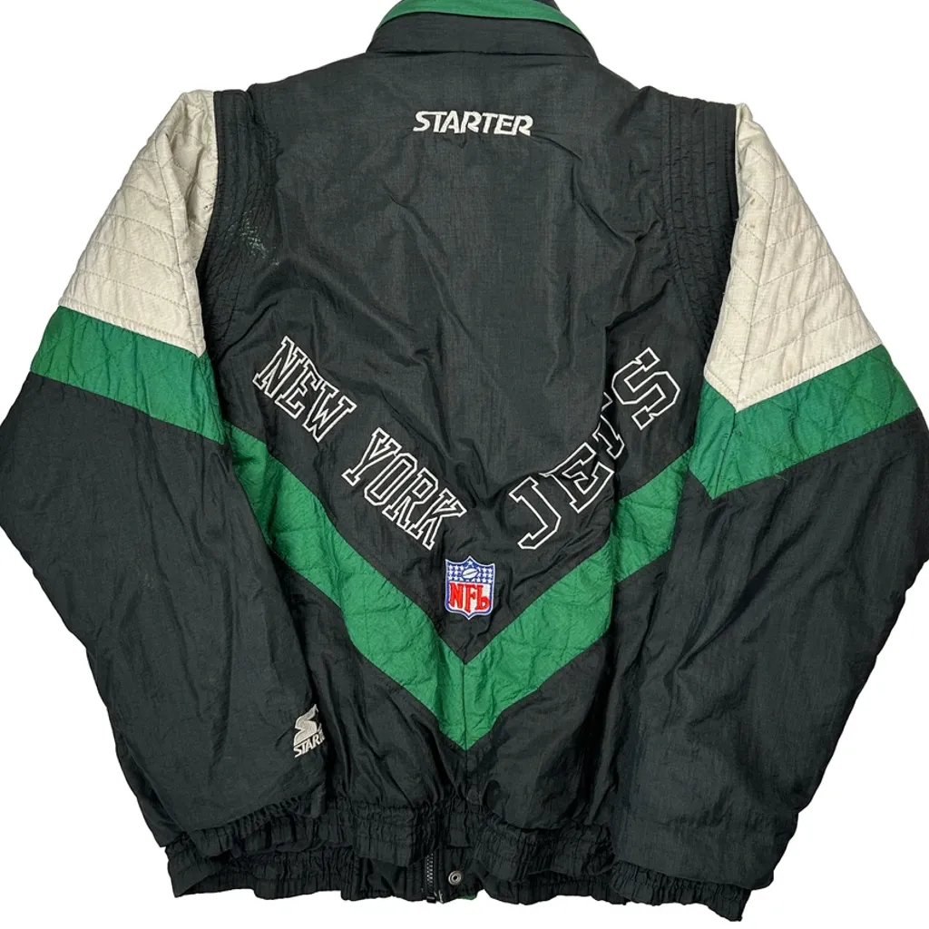 New York Jets Starter Nfl Jacket - Medium Black Nylon - Image 6