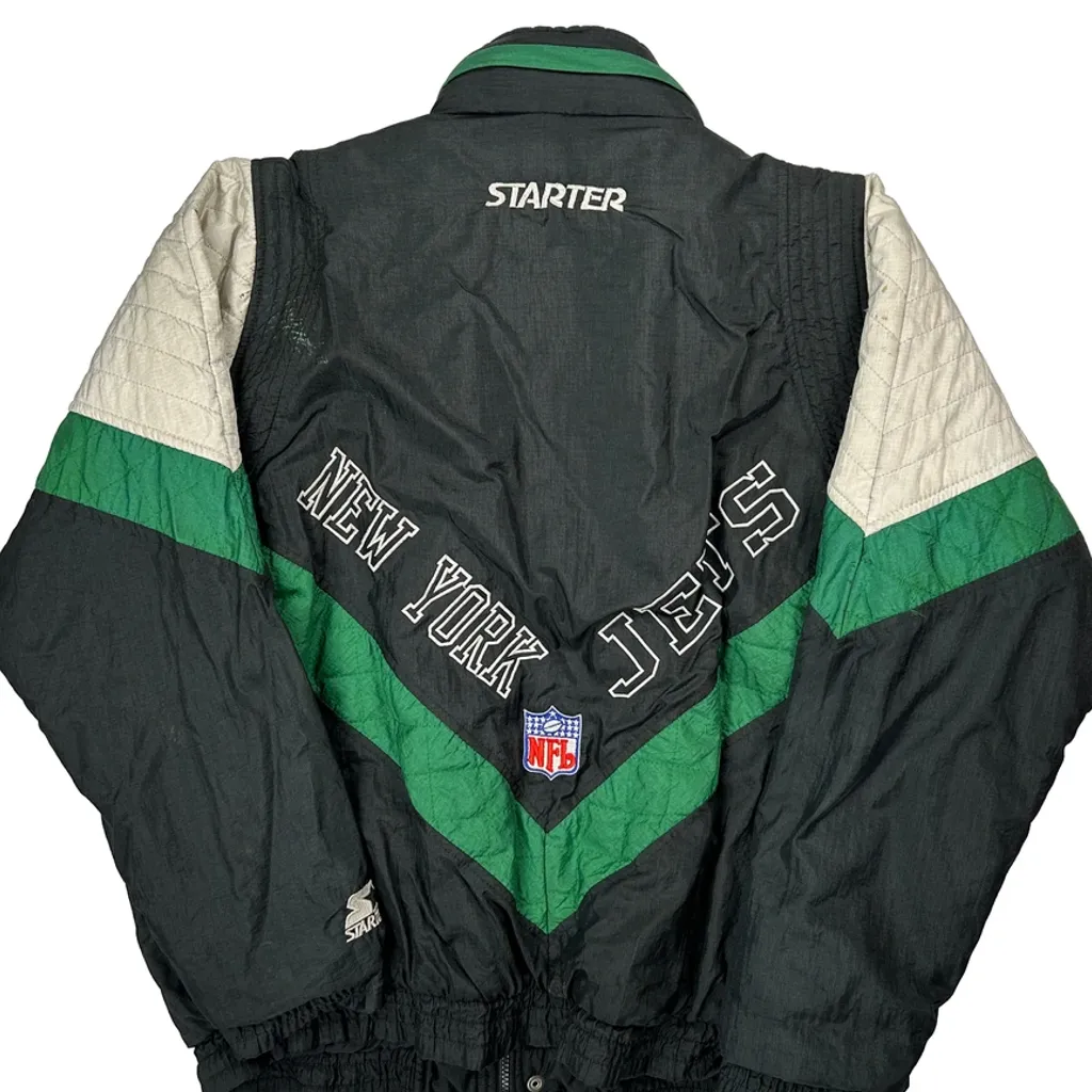 New York Jets Starter Nfl Jacket - Medium Black Nylon - Image 7
