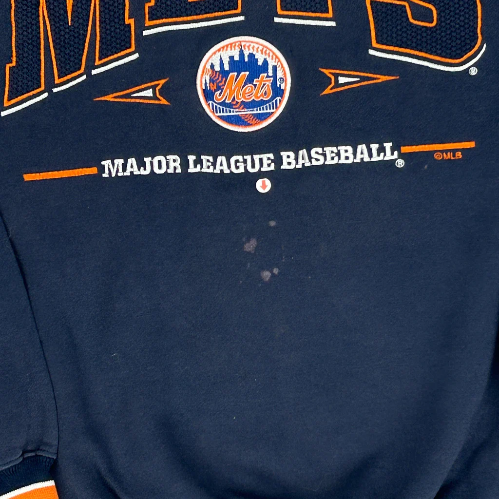 New York Mets Lee Sport Mlb Sweatshirt - Large Navy Polyester Blend - Image 3