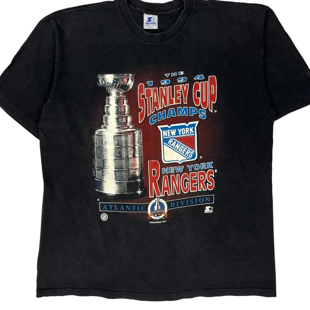 New York Rangers Starter Single Stitch T-Shirt - Large Black Cotton - Image 6
