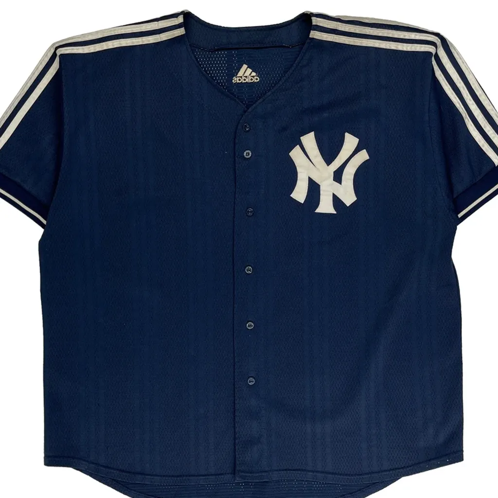 New York Yankees Adidas Jersey - 2XL Blue Polyester - Image 5