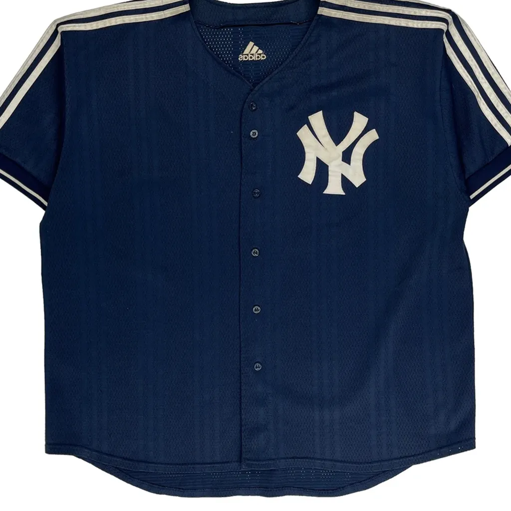 New York Yankees Adidas Jersey - 2XL Blue Polyester - Image 6